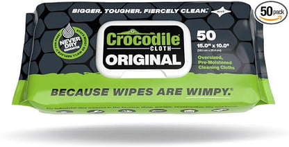 Crocodile Cloth Original Cleaning Wipes – 50 Hand & Tool Industrial Cleaning by CrocodileCloth