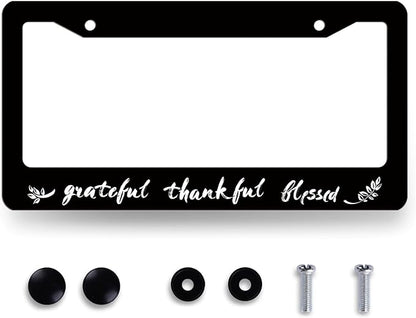 Thankful Grateful Blessed License Plate Frame Christian License Plate Holder by MUAWUOIK
