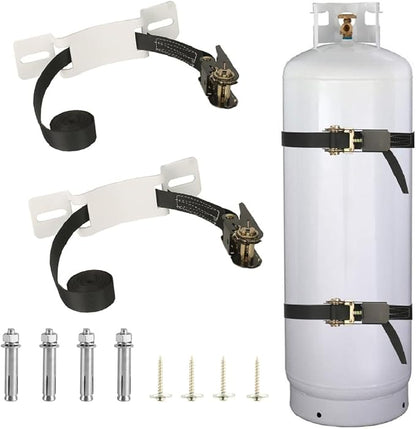 Propane Tank Holder ，Cylinder Wall Mounted Brackets, Ratchet Straps（6.6ft ） by MROUDELUO