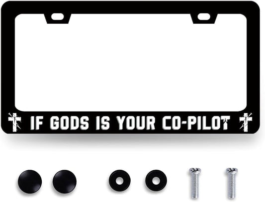 If Gods is Your Co-Pilot License Plate Frame Funny Jesus License Plate by RNKATIH