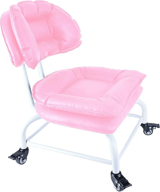 Rolling Stool Wide Seat with Back Rolling Chair 4 Wheels with Brakes by IMMERLIEBEN