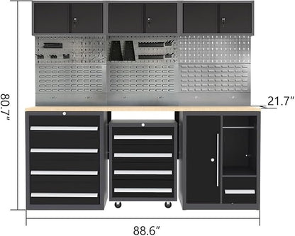 JZD Garage Storage Workbench Cabinet Set System, Heavy Duty, Tool Cabinets - Image 2