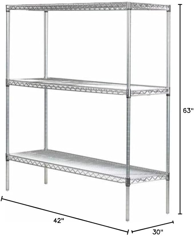 Omega 30" Deep x 42" Wide x 63" High 3 Tier Chrome Starter Shelving Unit - Image 2