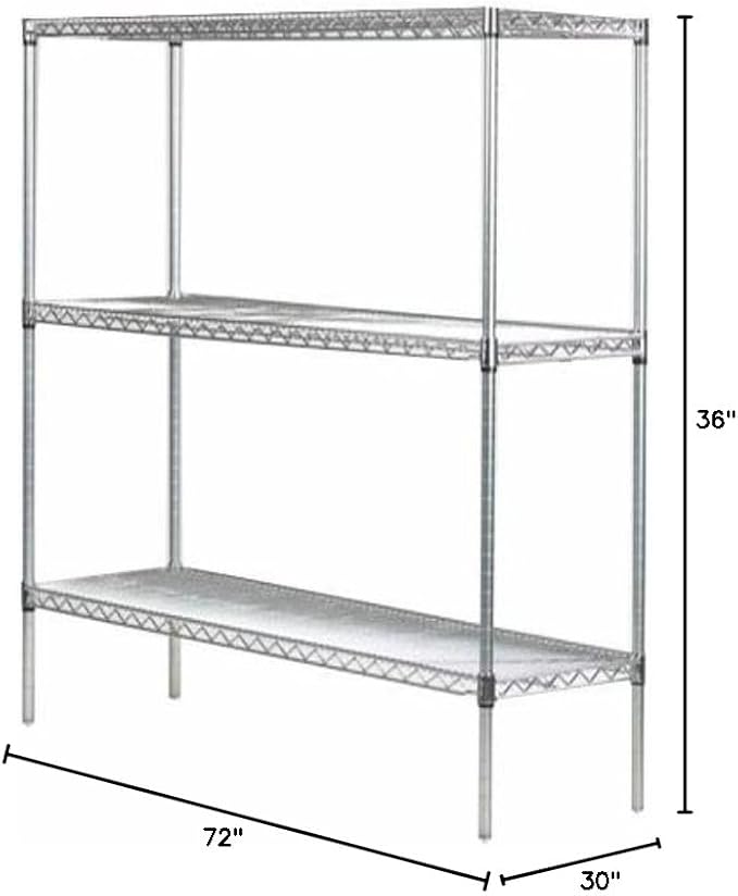 Omega 30" Deep x 72" Wide x 36" High 3 Tier Gray Starter Shelving Unit - Image 3