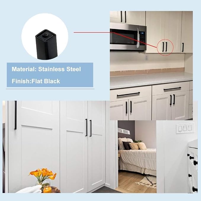 goldenwarm 50 Pack 3 3/4 Inch Black Cabinet Handles Matte Black Drawer Pulls - Image 8