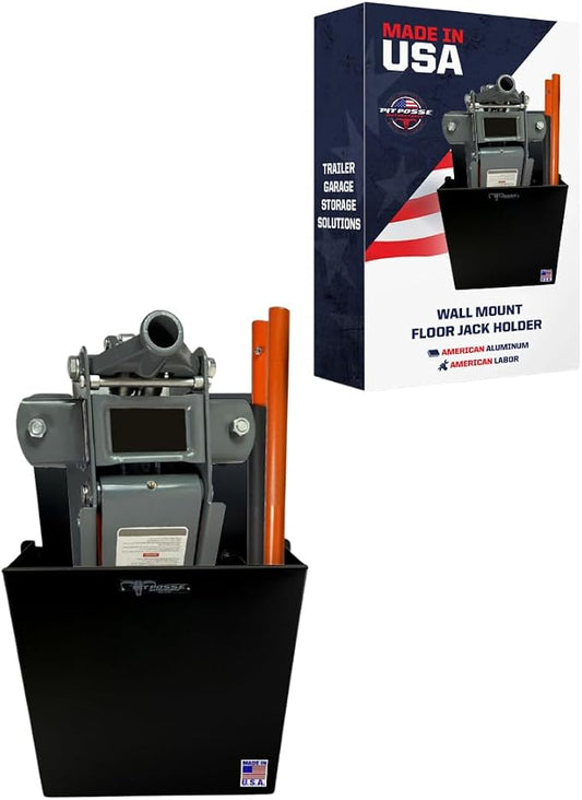 Pit Posse PP3351BK Aluminum Wall Mount Floor Jack Holder Pouch Stabilizer by PITPOSSEMOTORSPORTS