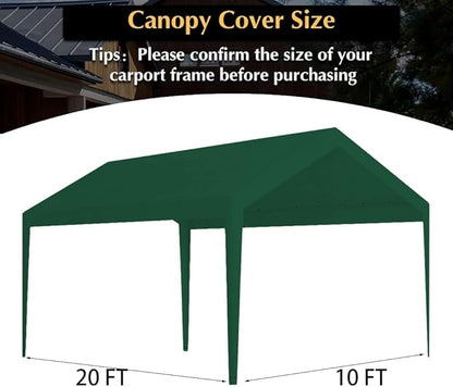 Rutile 10 x 20 FT Carport Replacement Cover, Heavy Duty Car Tarp Canopy Tent - Image 5
