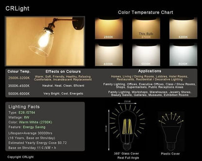 LED Edison Bulb 4W, Antique 40W Vintage Edison Bulb, E26 Light Bulb Non - Image 7
