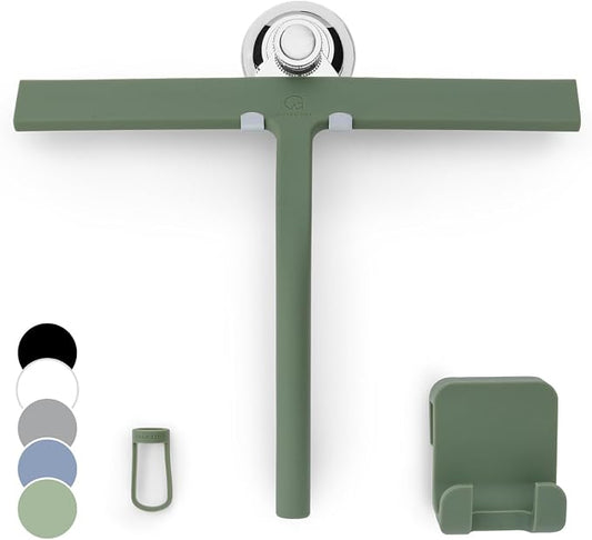 GÜTEWERK Shower Squeegee for Glass Doors, Silicone Window Squeegee, Bathroom by G%C3%9CTEWERK