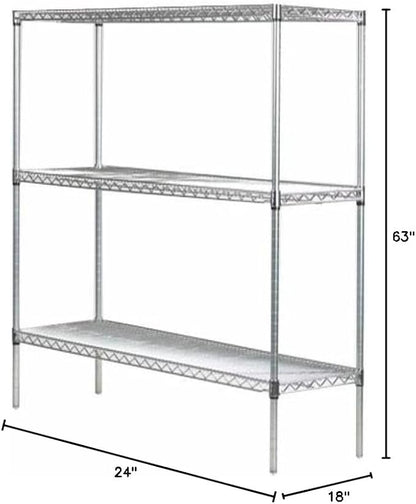 Omega 18" Deep x 24" Wide x 63" High 3 Tier Chrome Starter Shelving Unit - Image 2