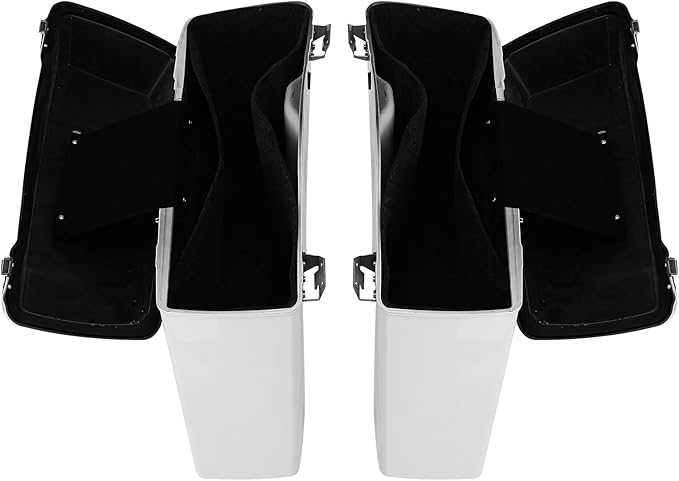 XFMT Motorcycle White Hard Saddlebags Saddle Bags Trunk W/Lids & Chrome Latches - Image 5