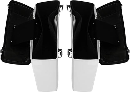 XFMT Motorcycle White Hard Saddlebags Saddle Bags Trunk W/Lids & Chrome Latches - Image 5