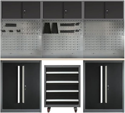 JZD Garage Tool Cabinet Set, Included Rolling Chest, by JZD
