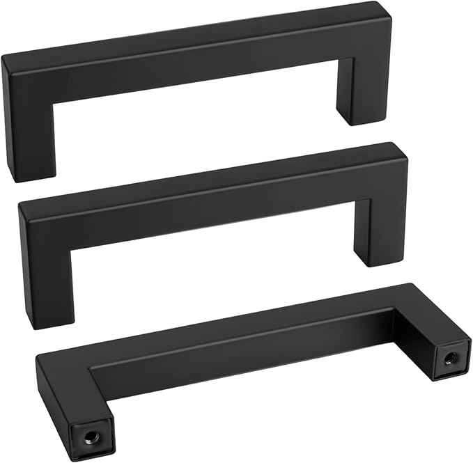 Goldenwarm 1 Pack Black Square Bar Cabinet Pull Drawer Handle Stainless Steel by goldenwarm