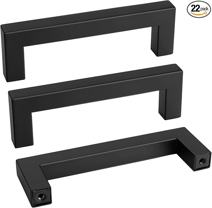 goldenwarm 22 Pack 3-3/4 inch Black Square Bar Cabinet Pull by goldenwarm