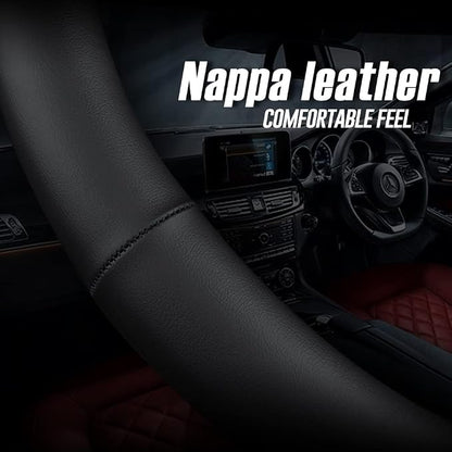 LKWLIKEI Nappa Premium Leather car Steering Wheel Cover, Breathable, Universal - Image 5