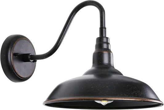 Gooseneck Outdoor Light Fixture, Bronze Porch Lighting, Gooseneck Wall Sconce by GOALPLUS