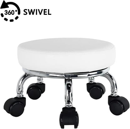 Modern Roller Seat PU Leather Low Round Rolling Stool 360 Swivel Small Stool - Image 4