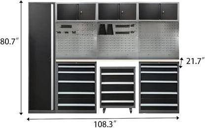 JZD Heavy Duty Metal Garage Shop Tool Storage Cabinet Set System - Image 2