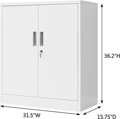 Metal Storage Cabinet with Locking Doors and Adjustable Shelves, 36.2" H Steel - Image 3