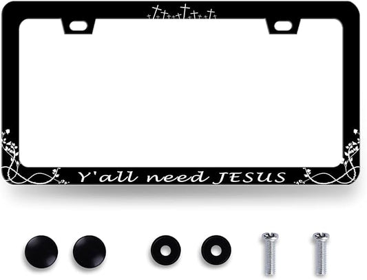 Y'all Need Jesus License Plate Frame Christian License Plate Frames Jesus Auto by RNKATIH