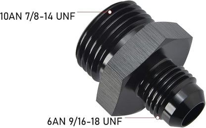 6AN Male Flare to 10AN ORB O-ring Boss Fuel Pump Rail Adapter Fitting Aluminum - Image 2