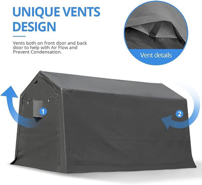 ADVANCE OUTDOOR 7x12 ft 2 Roll up Doors & Vents Outdoor Portable Storage - Image 4
