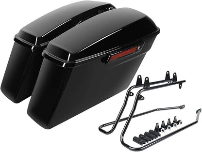 XFMT Vivid Black Motorcycle Saddlebags Hard Saddle Bags W/Black Latches & by XFMT