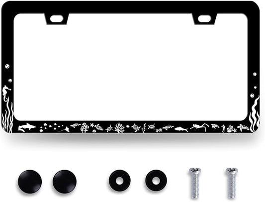 Sea Turtle License Plate Frame Cute Fish Animal Turtles License Plate Holder by RNKATIH