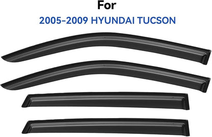 Window Visors Rain Guards for 2005-2009 Hyundai Tucson, Out-Channel Window Vent - Image 2