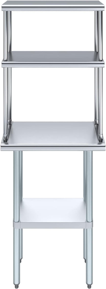 Amgood Stainless Steel Work Table Double Tier Overshelf | NSF - Image 2