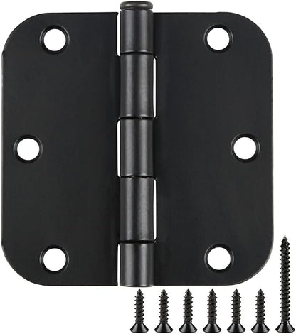 48 Pack Rounded Matte Black Door Hinges 3.5 Inch 5/8" Radius by TDCHINGES