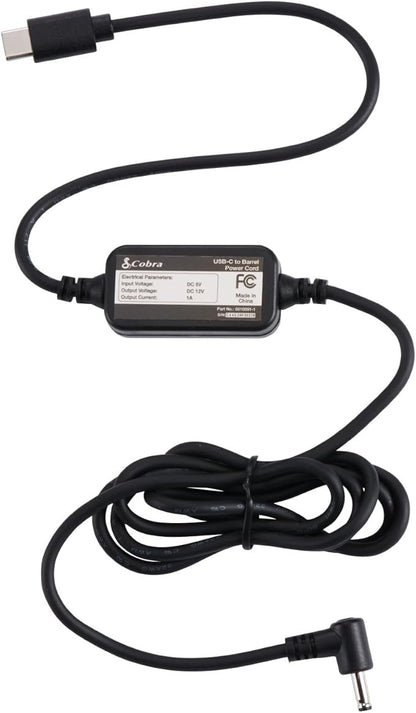 Cobra USB-C to Barrel Connector Radar Detector Power Cable Radar Detectors by CobraElectronics