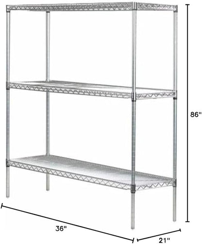 Omega 21" Deep x 36" Wide x 86" High 3 Tier Chrome Starter Shelving Unit - Image 2