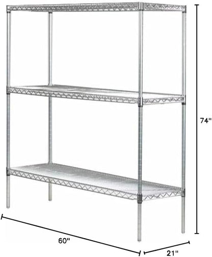 Omega 21" Deep x 60" Wide x 74" High 3 Tier Gray Starter Shelving Unit - Image 3