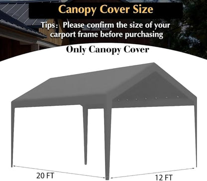 Rutile 12 x 20 FT Carport Replacement Cover, Heavy Duty Car Tarp Canopy Tent - Image 8