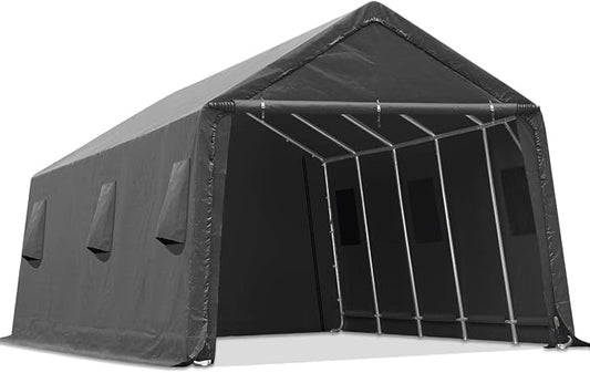 ADVANCE OUTDOOR 13x20 ft Carport 2 Roll up Doors & Vents Outdoor Portable by ADVANCEOUTDOOR