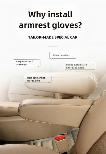 Automotive Black Cloth Fabric Armrest Covers - Image 6
