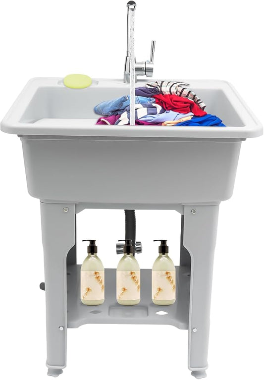 Freestanding Utility Sink Plastic Wash Station by Unknown