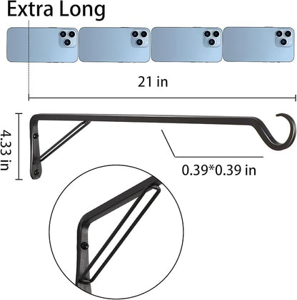 2 Pack Extra Long 21 Inch Heavy-Duty Rust-Resistant Solid Steel Plant Hangers - Image 2