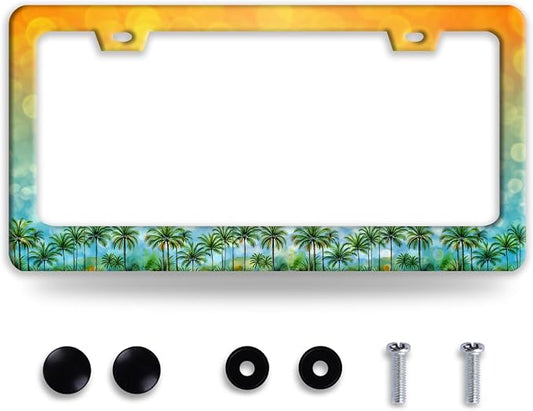 Palm Tree License Plate Frame Tropical Hawaii License Plate Frames Funny Auto by NINANMY