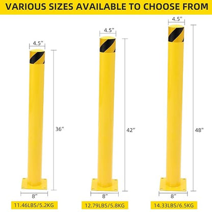 Safety Bollard 4 Packs, 42 Inch Height Steel Post, 4.5 Inch Diameter Parking - Image 7