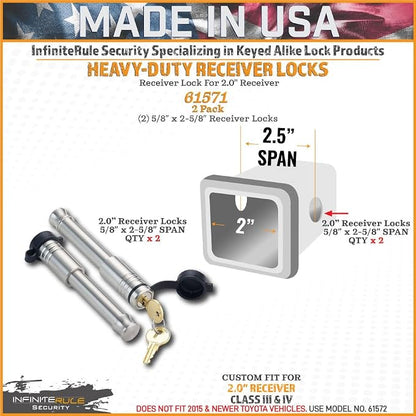 61571 | 2 Pack, Keyed Alike, Receiver Locks - Image 2