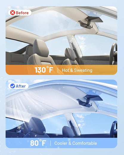 Compatible for Tesla Model Y 3Pcs Sunshade Windshield & Roof, Portable Foldable - Image 4