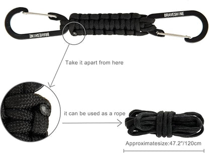 BRAVESHINE Paracord Keychain Carabiner Clip, D Ring Lanyard Hanger Stroller Hook - Image 2
