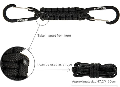 BRAVESHINE Paracord Keychain Carabiner Clip, D Ring Lanyard Hanger Stroller Hook - Image 3