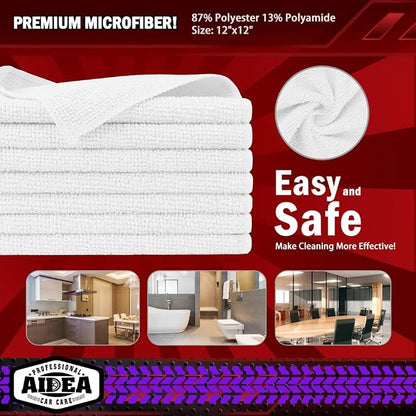 AIDEA Microfiber Cleaning Cloth White 50PK, Microfiber Towels - Image 6