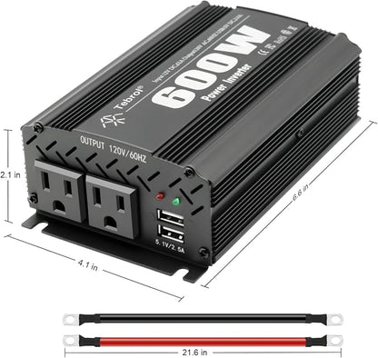 600W Power Inverter DC 12V to AC 110V Car Charger Plug Inverter Adapter - Image 3