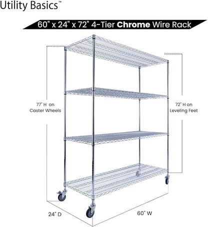 60"x24"x72" PREMIUM METAL STEEL 4-Tier Wire Shelving NSF 3200 LBS MAX Capacity - Image 7