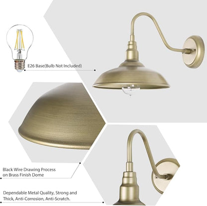10 Inch Gooseneck Barn Light for Farmhouse, Brass Exterior Barn Style Light - Image 7